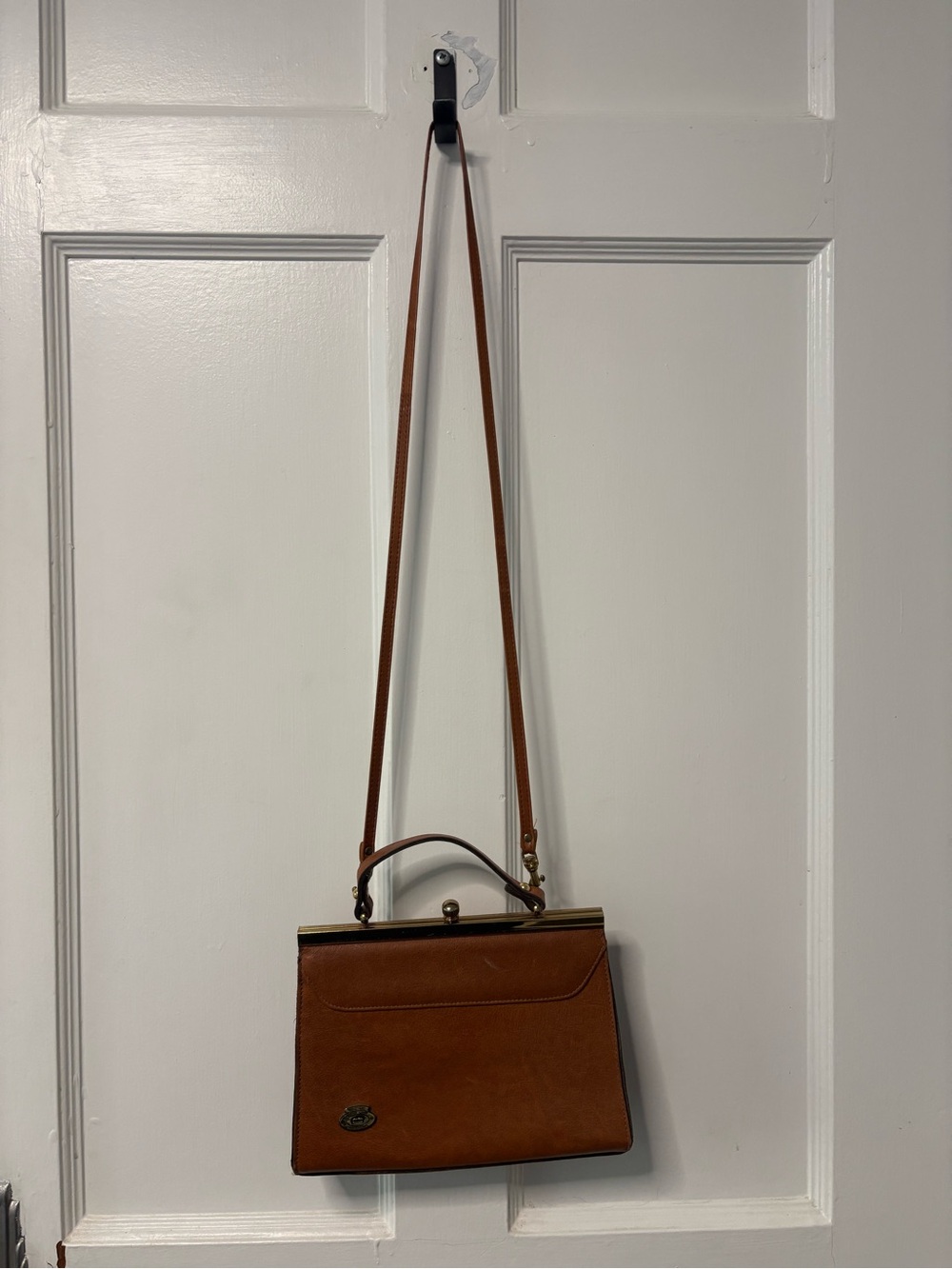 Etienne Aigner Vintage Cognac Brown Leather Top-Handle Crossbody
